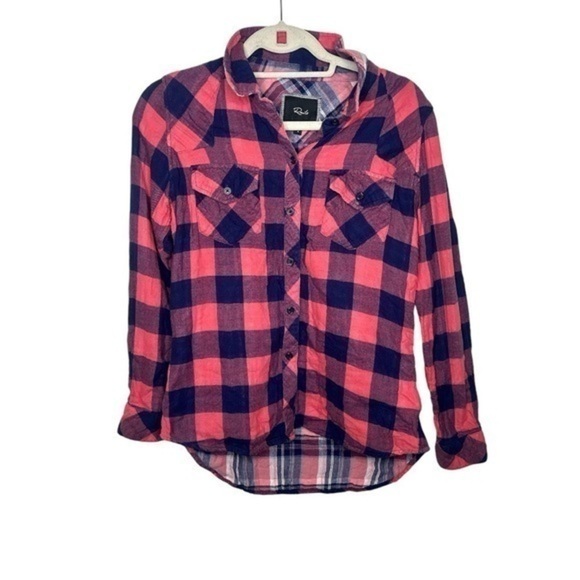 Rails Tops - Rails Plaid Button-Down Shirt in Red and Navy Size Small